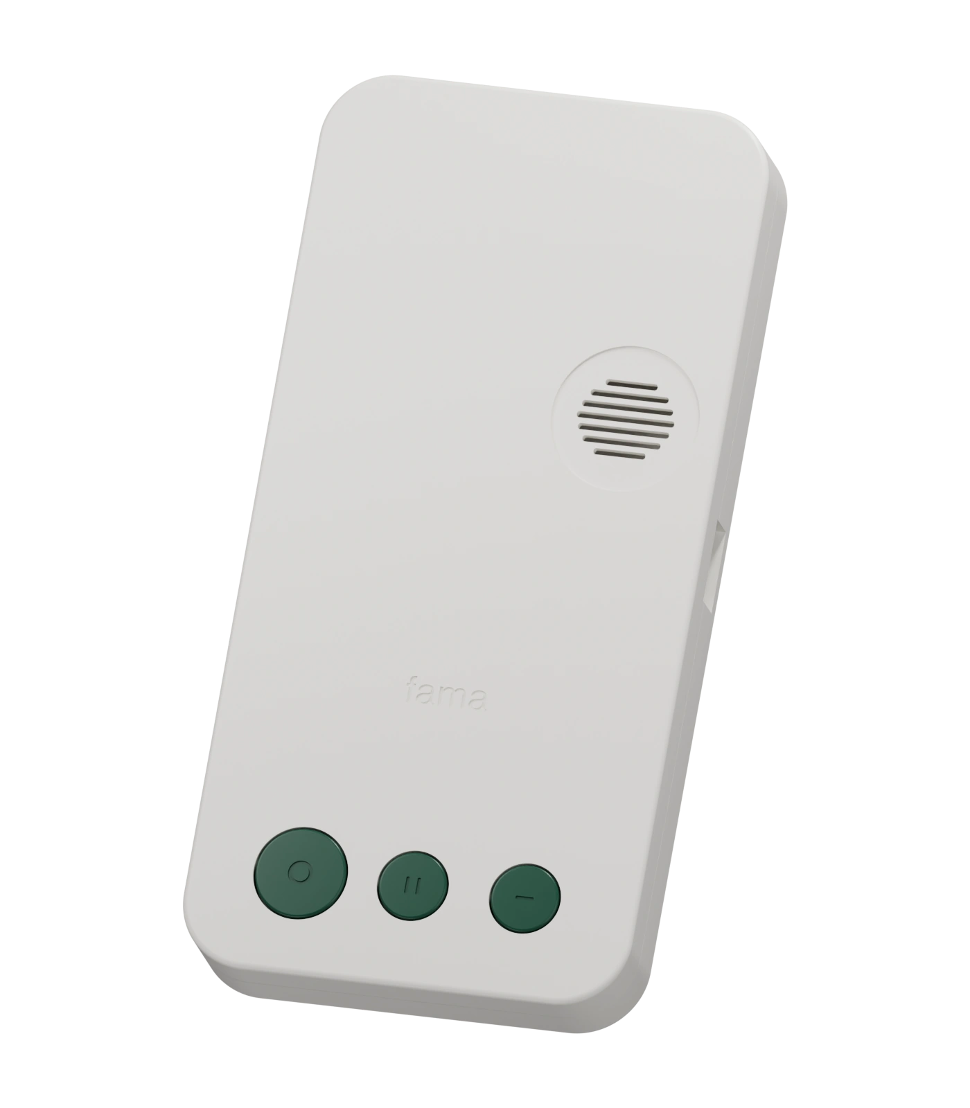 FAMA in Milk, with its speaker and three tactile buttons